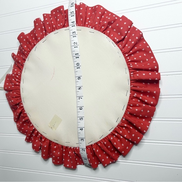 Handmade Vintage Embroidery Framed Hoop Hearts Ruffle Trim Grandma Cottage Core - Picture 4 of 8